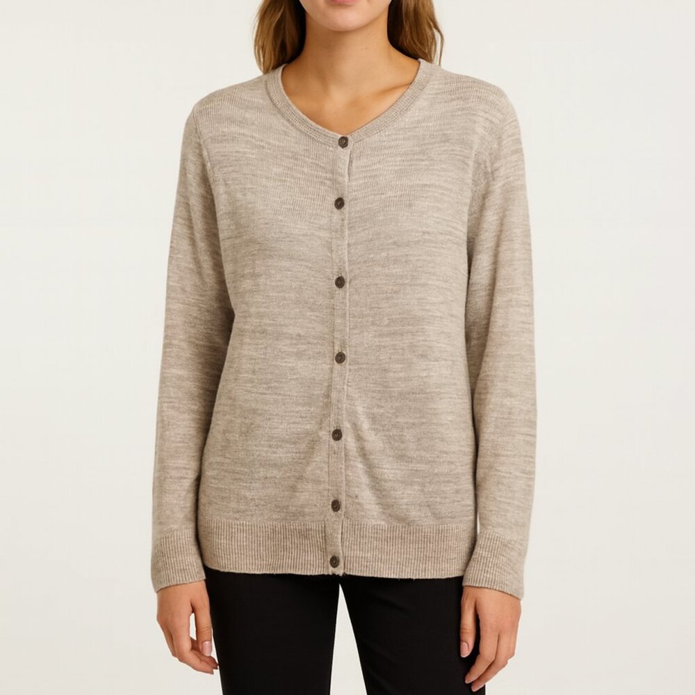 Croft & Barrow Women’s XL Button-Front Cardigan – Beige/Taupe Neutral